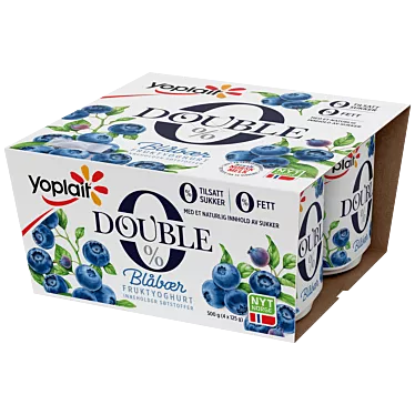 Yoplait yoghurt dobbelt 0% blåbær 4x125 g